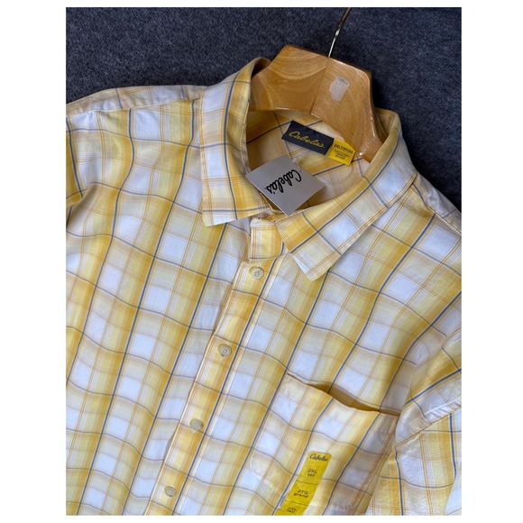 Cabela's Other - Cabelas 2XLT Tall Yellow Plaid Short Sleeve Button Up Shirt Sanded Poplin NWT